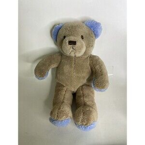 Brookstone NAP Brown Bear Blue Ears Feet Plush Stuffed Animal Teddy Baby Lovey